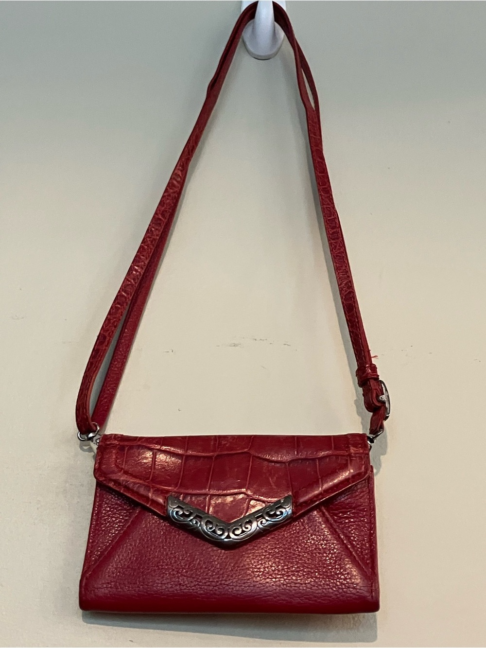 Brighton Red Leather Wallet Crossbody Shoulder Purse
